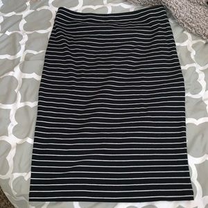 black and white striped pencil skirt